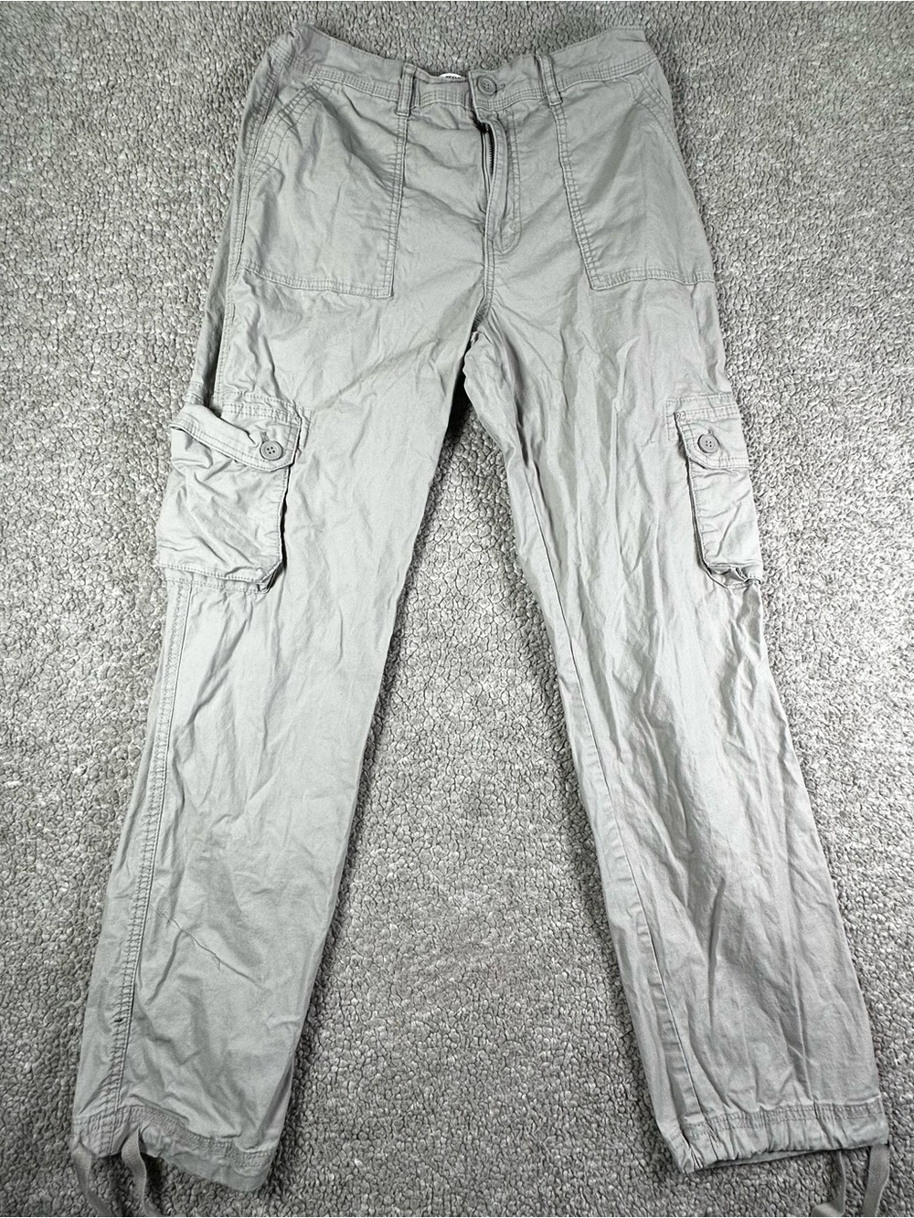 Ardene Cargo Pants Womens Large L Grey 6-Pocket Mid Rise Straight Leg